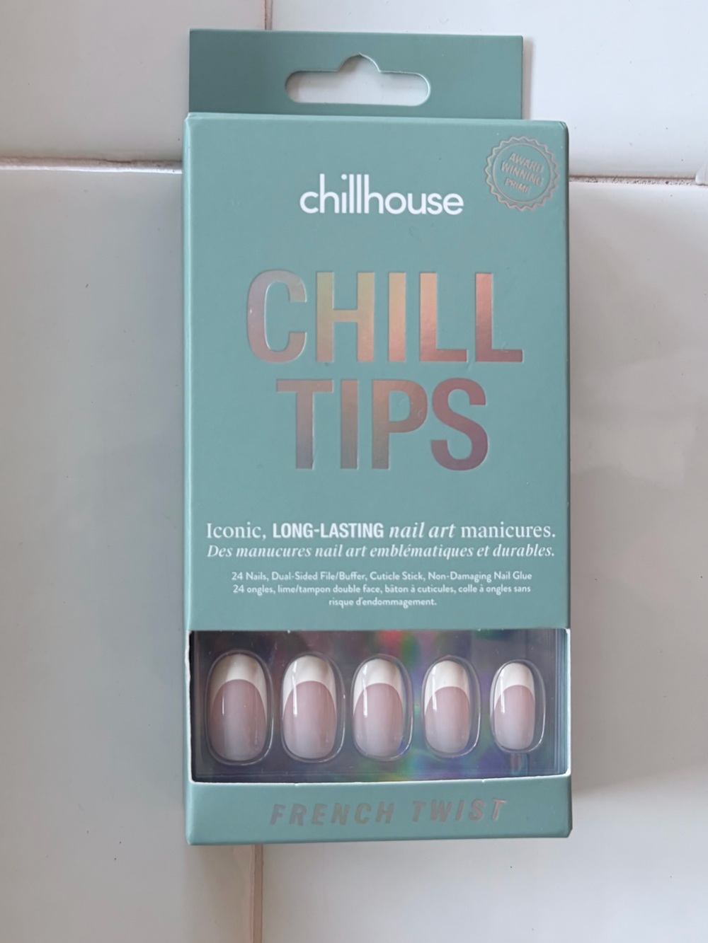 Hill House Chill Tips French Twist Press-On Nails – Nude & White